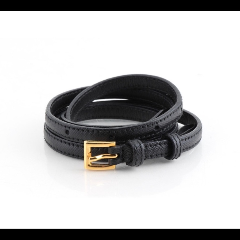 Prada Skinny Black Saffiano Belt